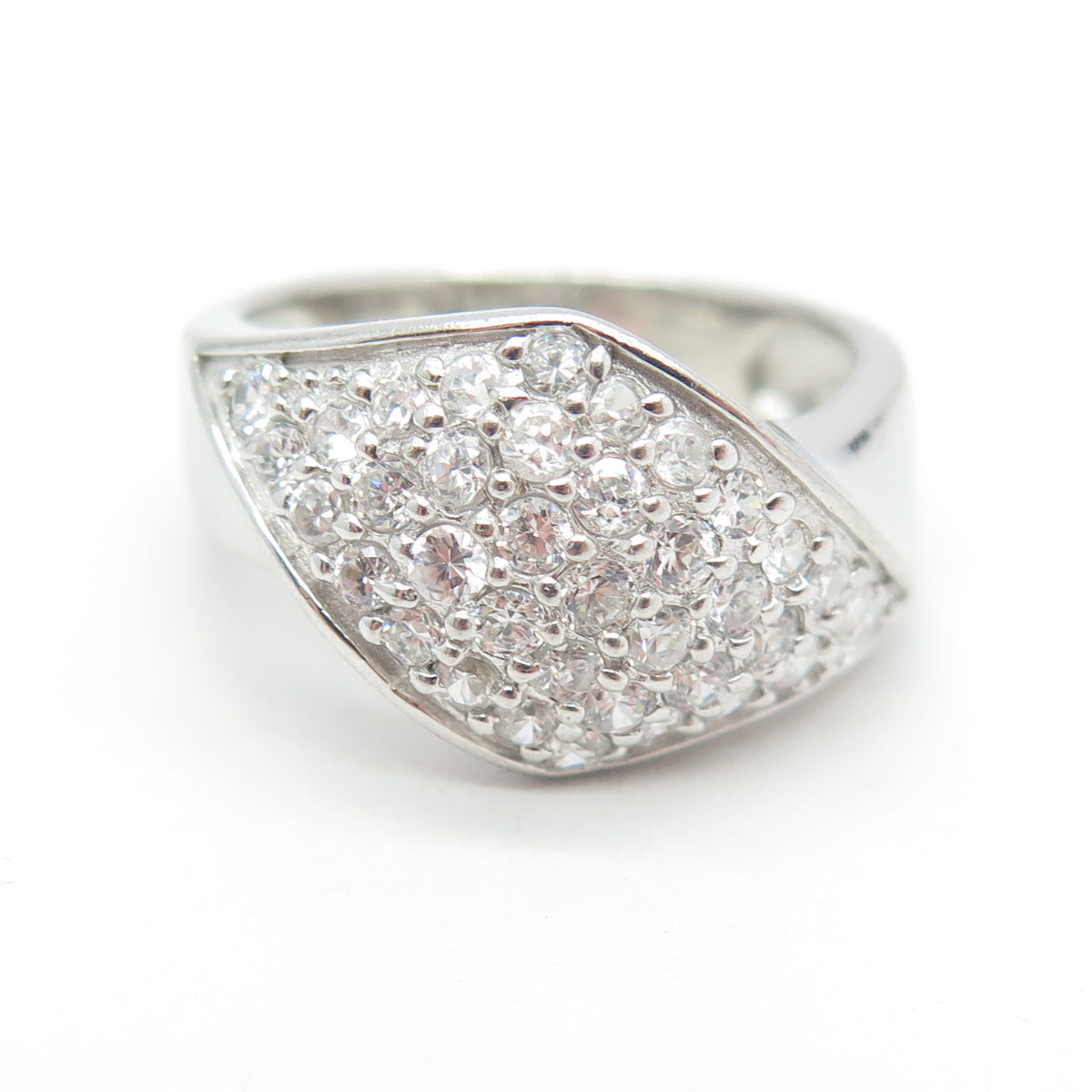 925 Sterling Silver Pave C Z Ring Size 8.25