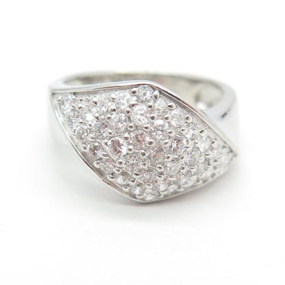 925 Sterling Silver Pave C Z Ring Size 8.25
