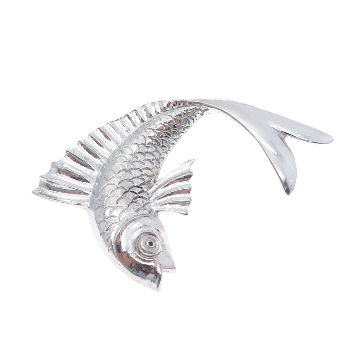 925 Sterling Silver Vintage Fish Oxidized Pin Brooch
