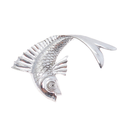 925 Sterling Silver Vintage Fish Oxidized Pin Brooch