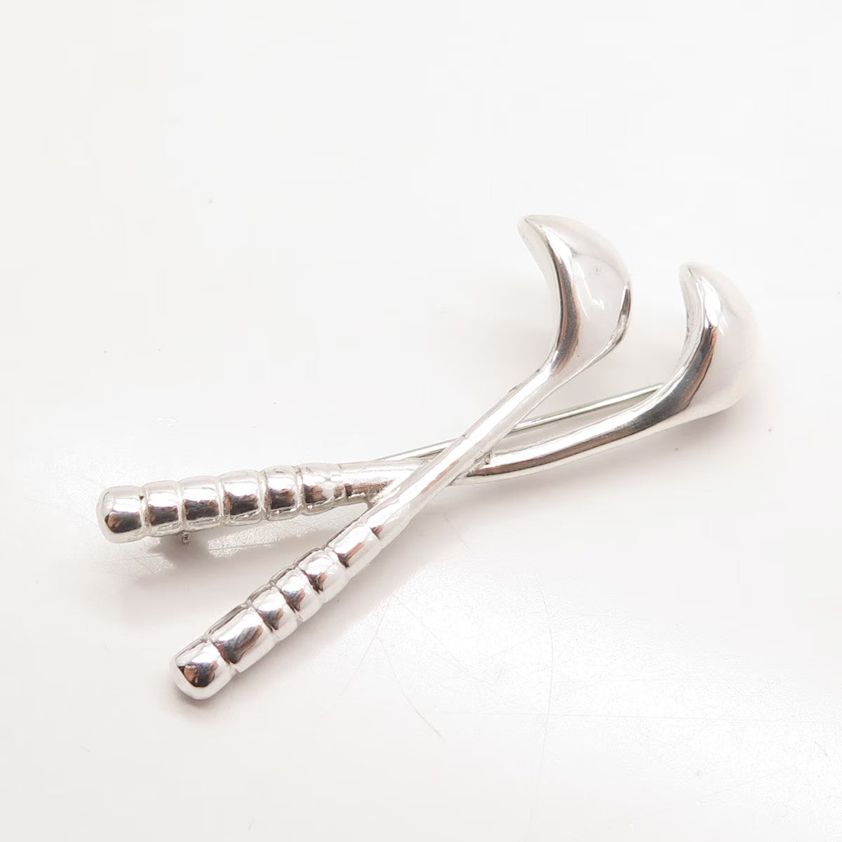 925 Sterling Silver Vintage Golf Clubs Pin Brooch