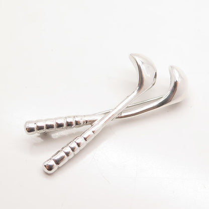 925 Sterling Silver Vintage Golf Clubs Pin Brooch