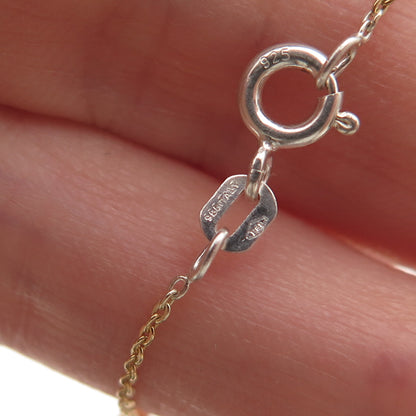 925 Sterling Silver 2-Tone Diamond-Cut Bead Station Cable Link Bracelet 7"