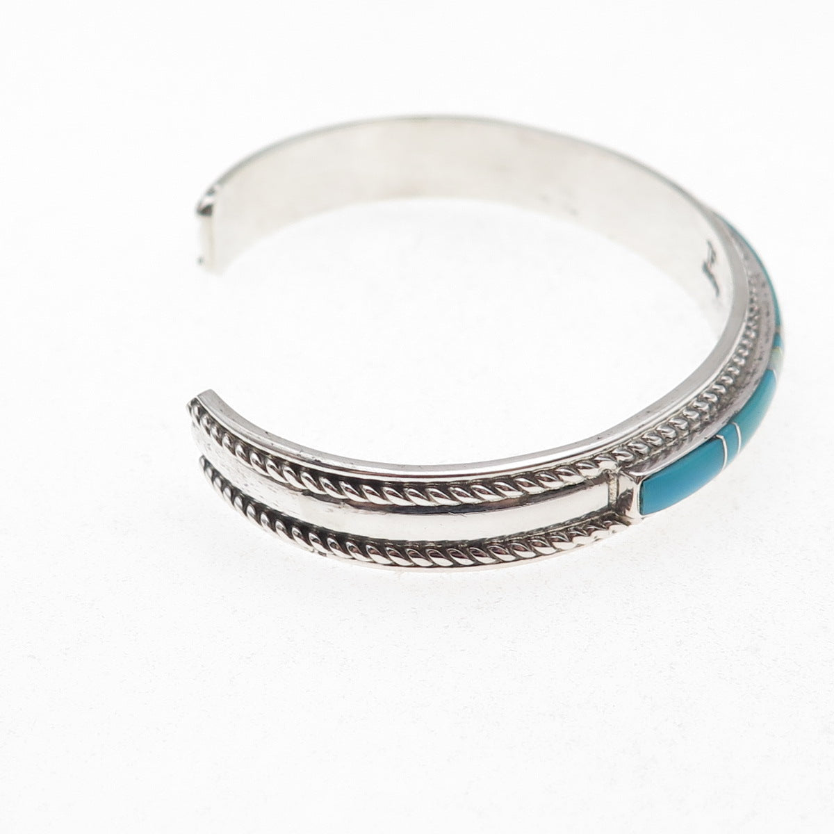 Thomas Fransisco Navajo Old Pawn Sterling Vintage Turquoise & Opal Bracelet 6.5"