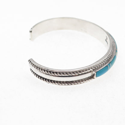 Thomas Fransisco Navajo Old Pawn Sterling Vintage Turquoise & Opal Bracelet 6.5"
