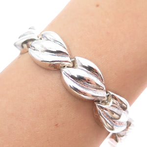 MILOR 925 Sterling Silver Vintage Italy Modernist Floral Petal Link Bracelet 7"