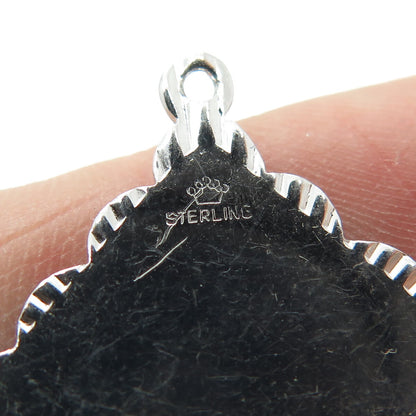 CROWN 925 Sterling Silver Vintage Red Glass "Merry Christmas" Tree Pendant