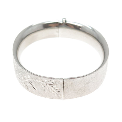 BOJAR 925 Sterling Silver Antique Art Deco Engraved Flower Bangle Bracelet 7.5"
