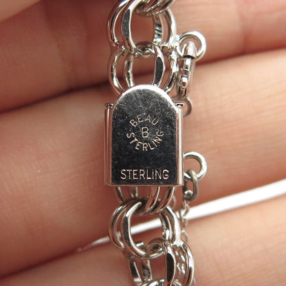 925 Sterling Silver Vintage BEAU Double Rope Link Bracelet 6.5"