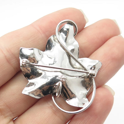 925 Sterling Silver Vintage Carl Art Grape Leaf Pin Brooch