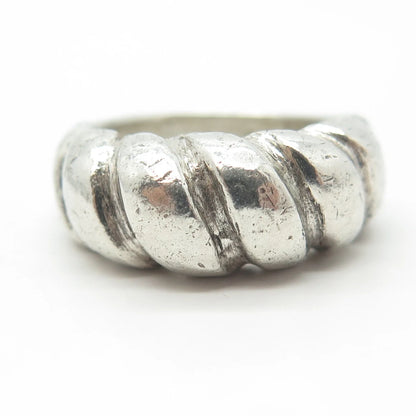 925 Sterling Silver Vintage Ribbed Rope Ring Size 8.5