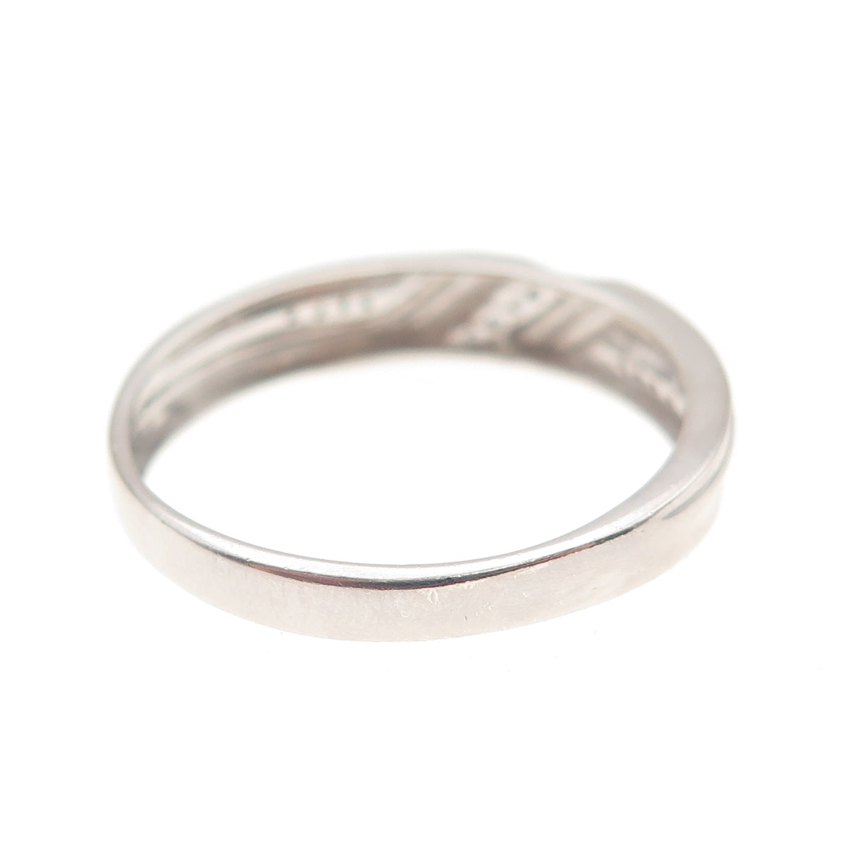 925 Sterling Silver Real Round-Cut Diamond Band Ring Size 10.25