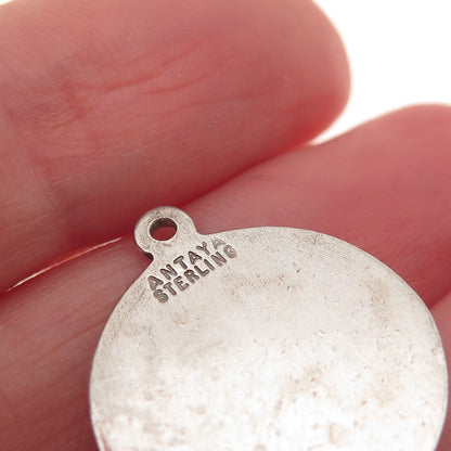 Antaya 925 Sterling Silver Antique Art Deco St. Thomas Oxidized Charm Pendant
