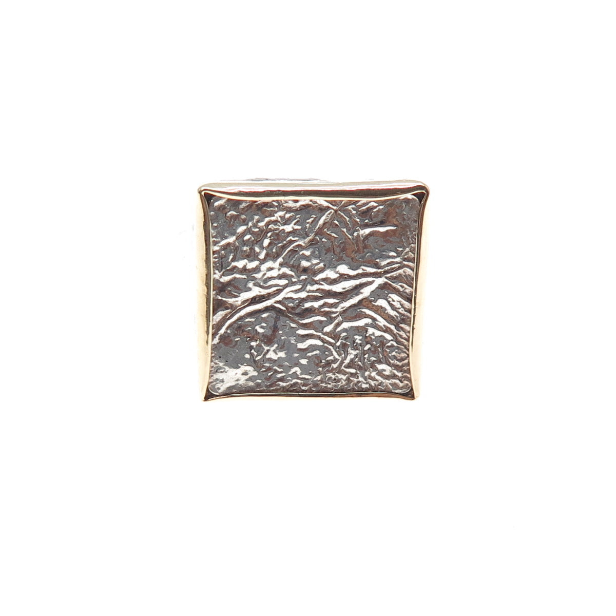 TALMA 925 Sterling Silver 14K Gold Vintage Israel Modernist Hammered Ring Size 7