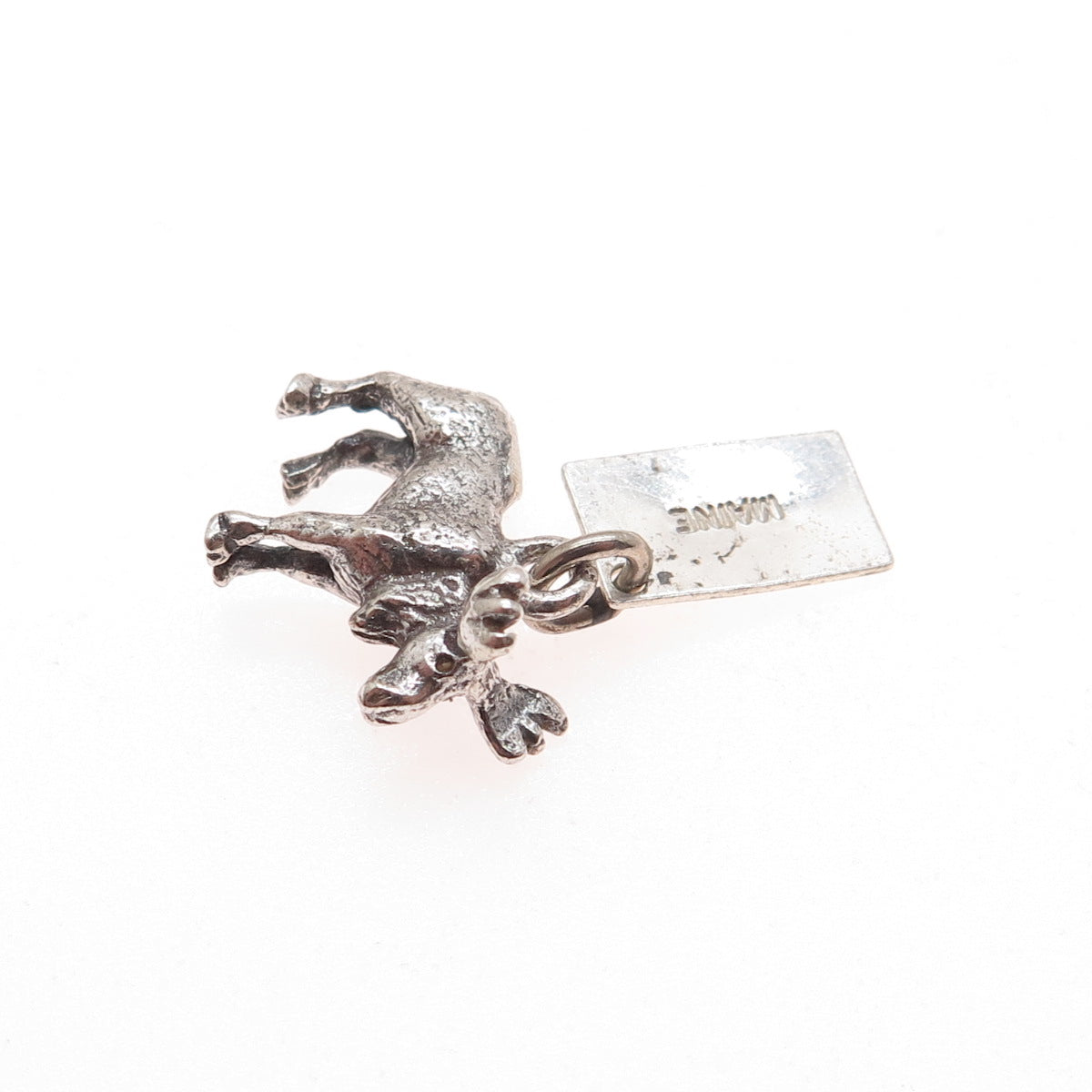 BELL TRADING POST 925 Sterling Silver Vintage Elk Maine State Minimalist Pendant