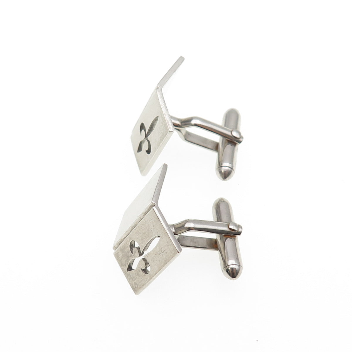 SWANK 925 Sterling Silver Front Antique Art Deco Fleur de Lis Cufflinks