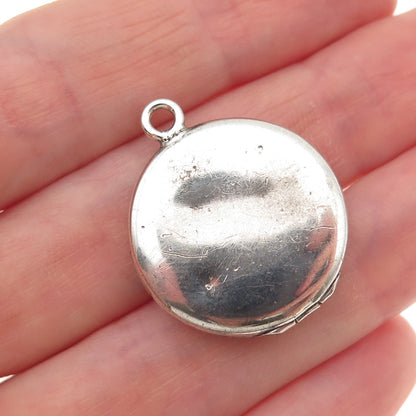 Bliss Bros Co. 925 Sterling Silver Antique Art Deco Enamel Floral Locket Pendant