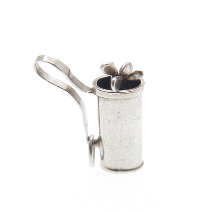925 Sterling Silver Antique Art Deco Golf Club Minimalist 3D Charm Pendant
