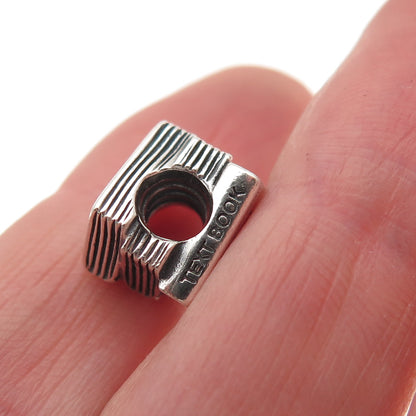 Pandora 925 Sterling Silver Wise Owl Study Text Book Slide Bead Charm