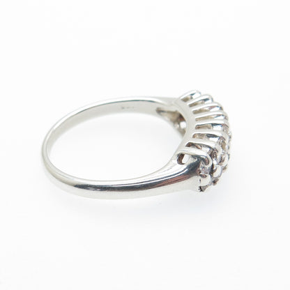 925 Sterling Silver Round-Cut C Z Cluster Ring Size 6.75