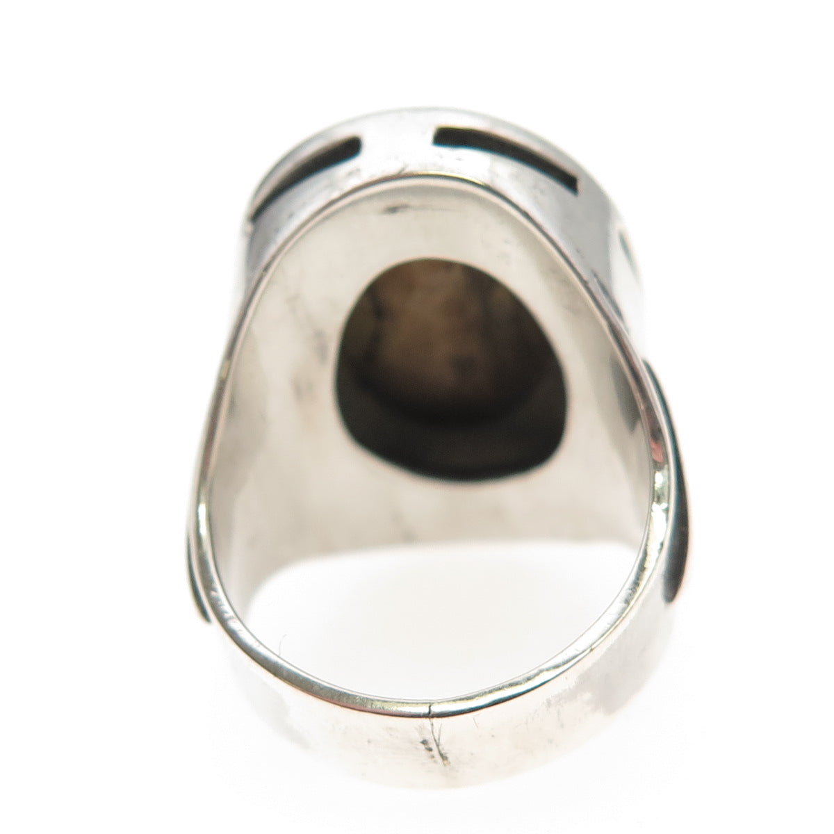 Michael L Slim Old Pawn 925 Sterling Silver Vintage Abalone Shell Ring Size 6.75