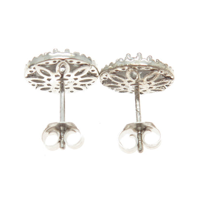 925 Sterling Silver Round-Cut Shaped C Z Stud Earrings