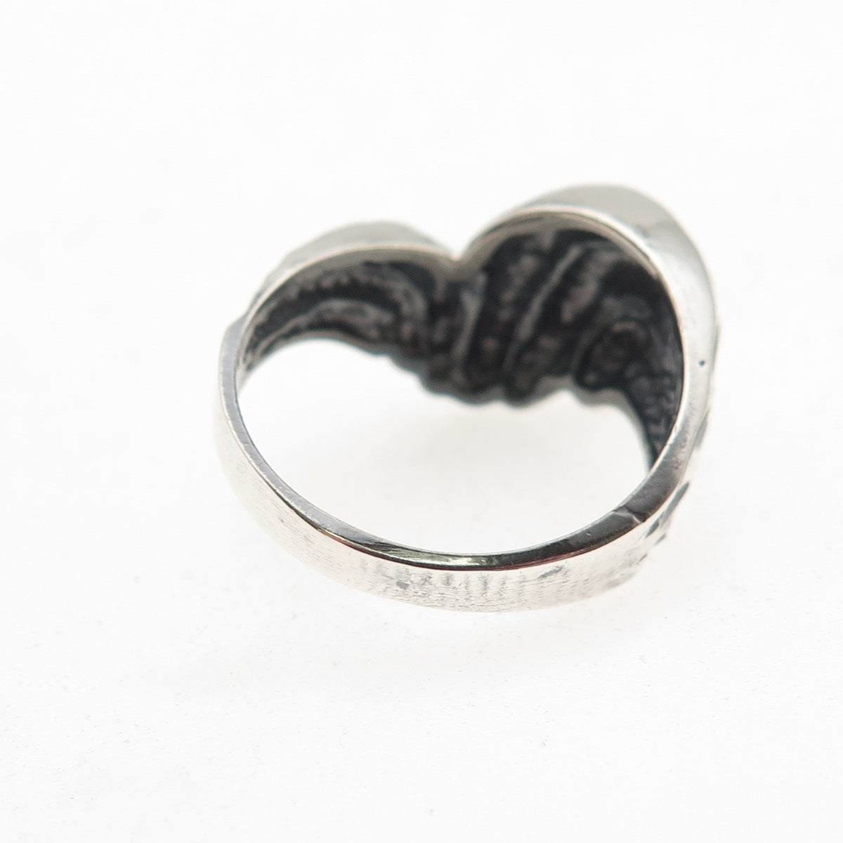 925 Sterling Silver Vintage Modernist Oxidized Ring Size 7.25