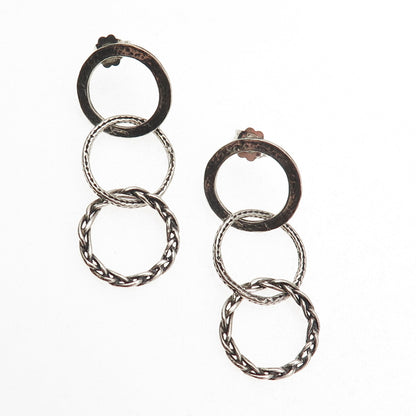 Didae 925 Sterling Silver Vintage Israel Interlocked Circle Dangle Earrings