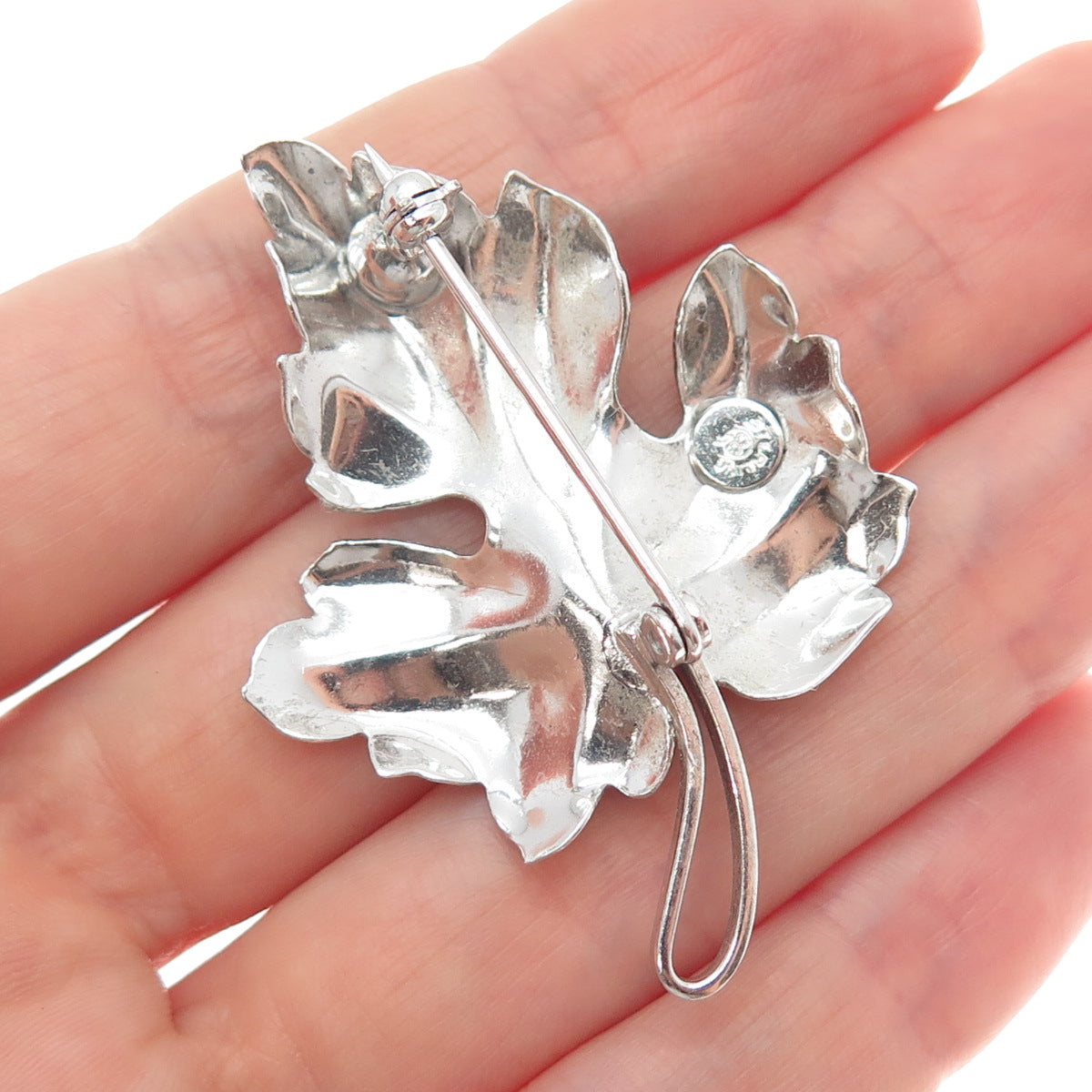 CURTIS CREATIONS 925 Sterling Silver Antique Art Deco Maple Leaf Pin Brooch