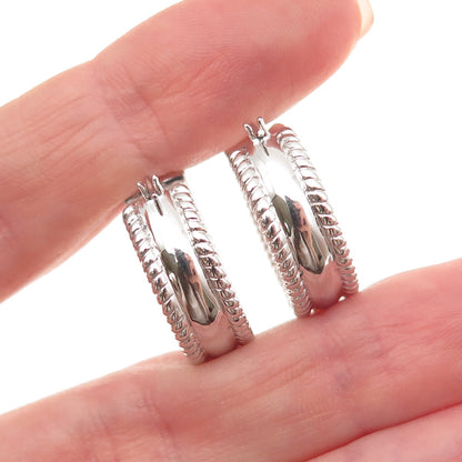 925 Sterling Silver Round-Cut C Z Hoop Earrings