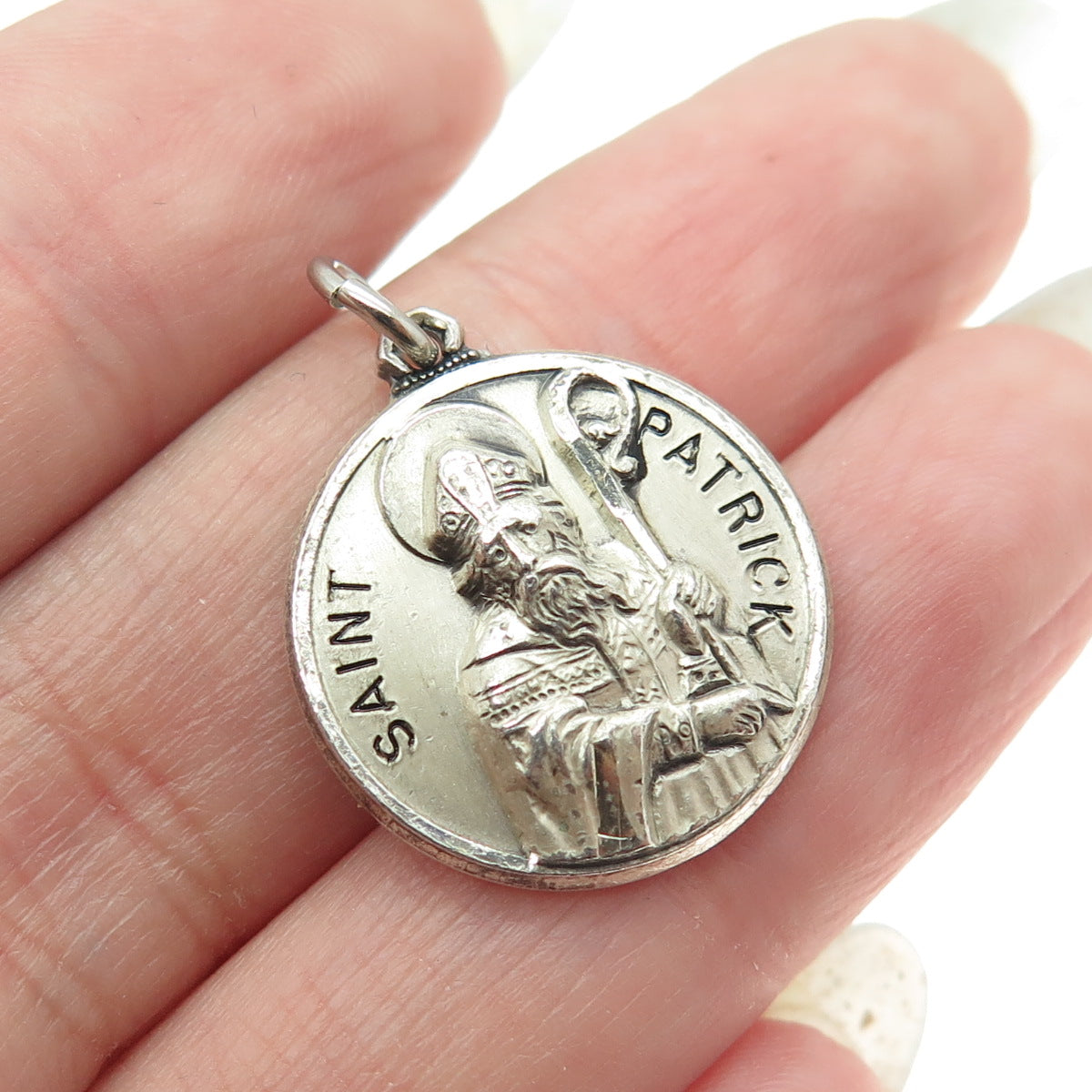 CREED 925 Sterling Silver Vintage St. Patrick Religious Charm Pendant