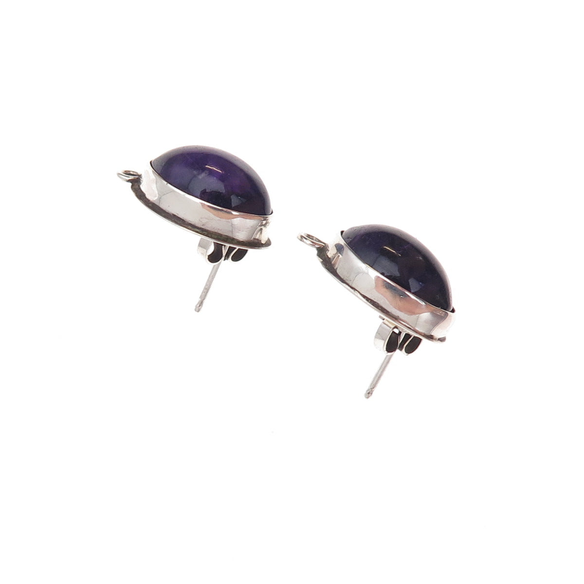 Lacy 925 Sterling Silver Vintage Real Amethyst Charm Holder Earrings