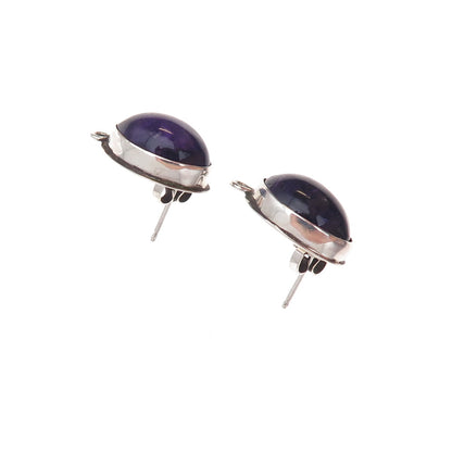 Lacy 925 Sterling Silver Vintage Real Amethyst Charm Holder Earrings