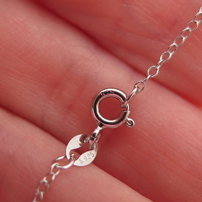 925 Sterling Silver Vintage Puffy Heart Cable Chain Necklace 18"