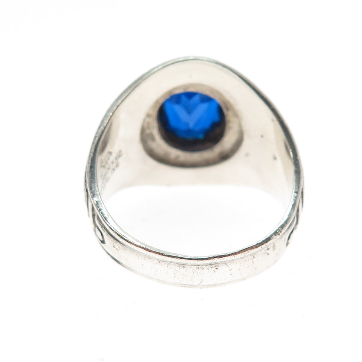 REED Sterling Vintage 1979 Lab-Created Sapphire W.H. Carr School Ring Size 9.25