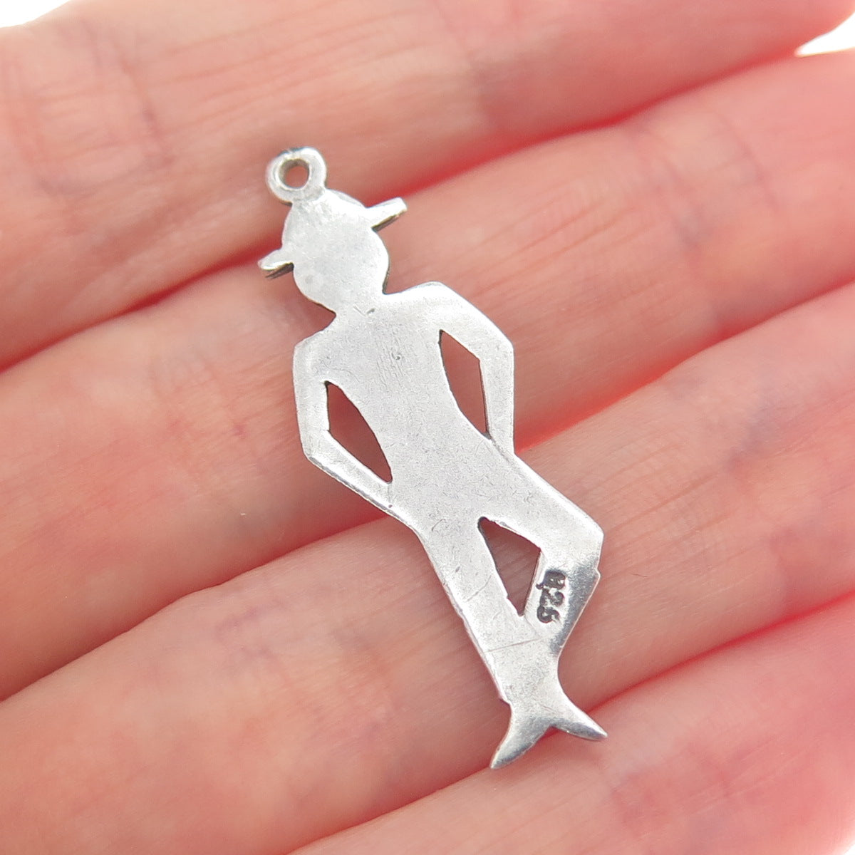 925 Sterling Silver Vintage Dancer Oxidized Charm Pendant