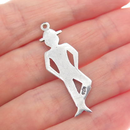 925 Sterling Silver Vintage Dancer Oxidized Charm Pendant