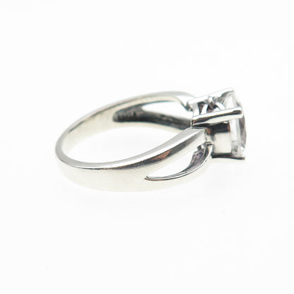 925 Sterling Silver Vintage Round-Cut C Z Engagement Ring Size 10