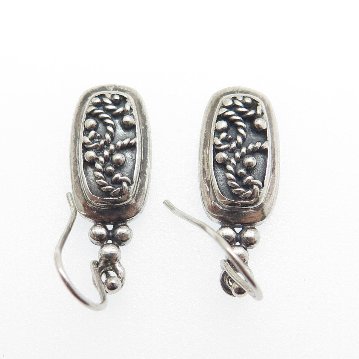 MWS Mark Wasserman Samara 925 Sterling Silver Vintage Roped Oxidized Earrings
