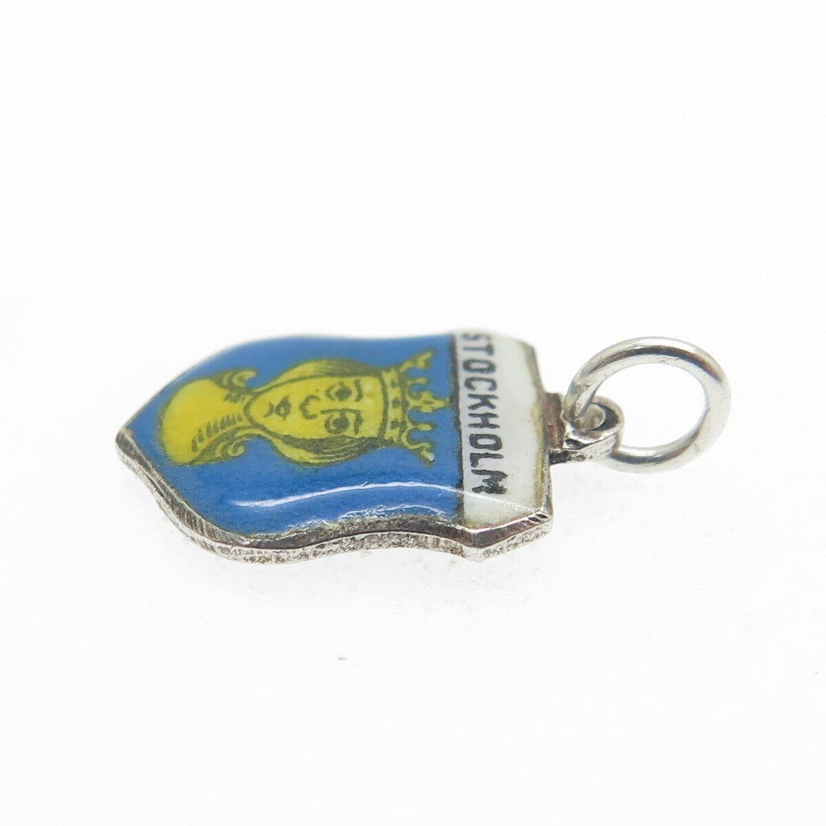 935 Silver Vintage Enamel Stockholm Minimalist Charm Pendant