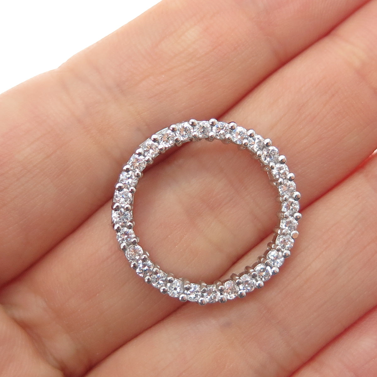 925 Sterling Silver Round-Cut C Z Circle of Life Mini Slide Charm Pendant
