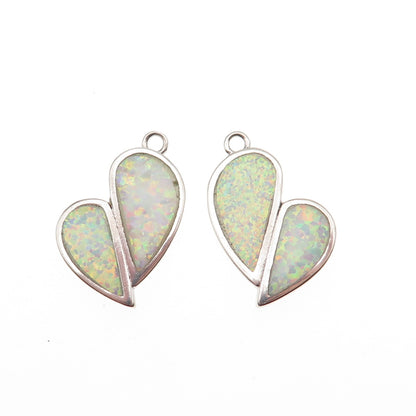925 Sterling Silver Vintage Real Opal Modernist Petal Jacket Earrings