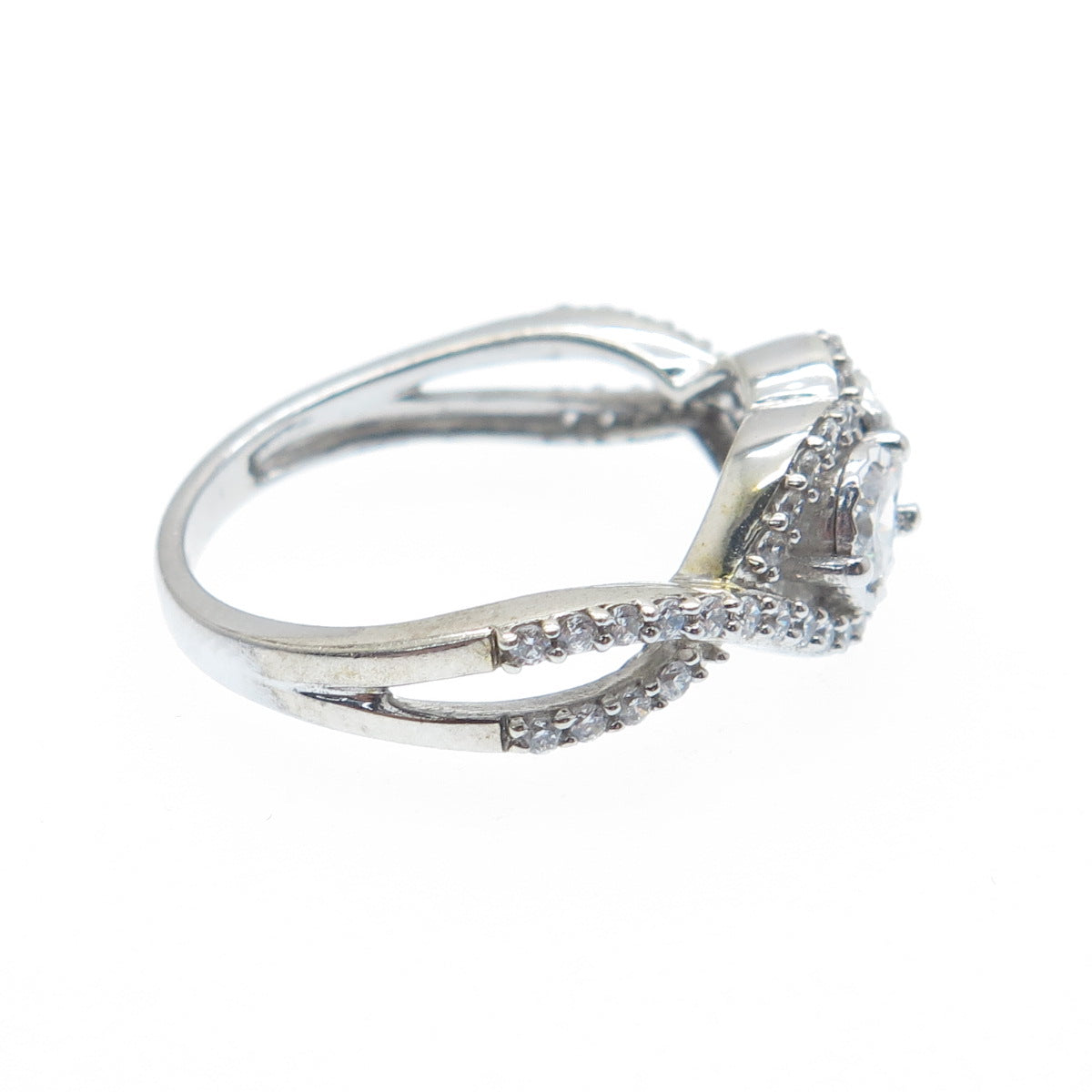 925 Sterling Silver Round-Cut C Z Infinity Twisted Promise Ring Size 7