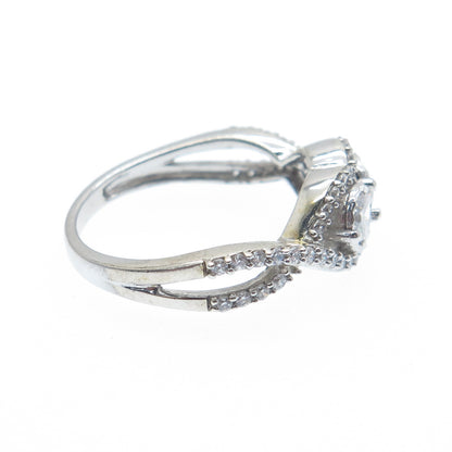 925 Sterling Silver Round-Cut C Z Infinity Twisted Promise Ring Size 7