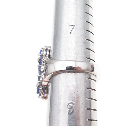 Chuck Clemency 925 Sterling Silver Real Tanzanite Floral Ring Size 8