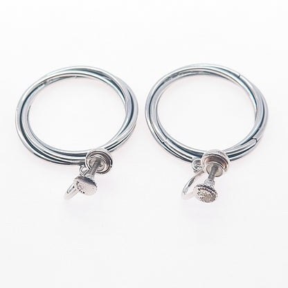 925 Sterling Silver Vintage Modernist Trinity Circle Dangle Screw Back Earrings