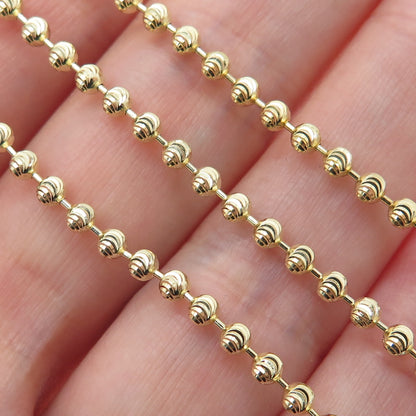 925 Sterling Gold Plated BSI Italy Diamond-Cut Ball Beaded Chain Necklace 28"