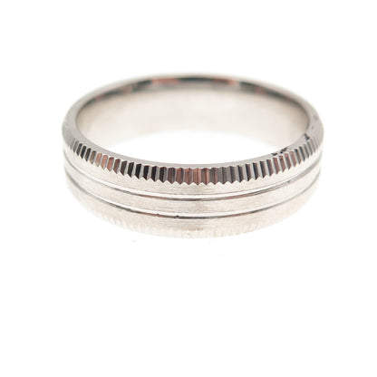 925 Sterling Silver Ribbed Band Ring Size 9.25