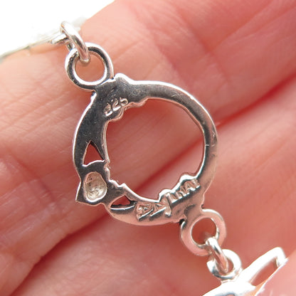 925 Sterling Silver Vintage Irish Claddagh Trinity Knot Link Bracelet 7.5"