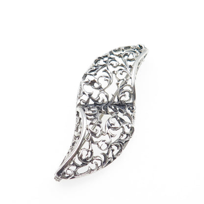 DANECRAFT 925 Sterling Silver Vintage Ornate Floral Oxidized Pin Brooch